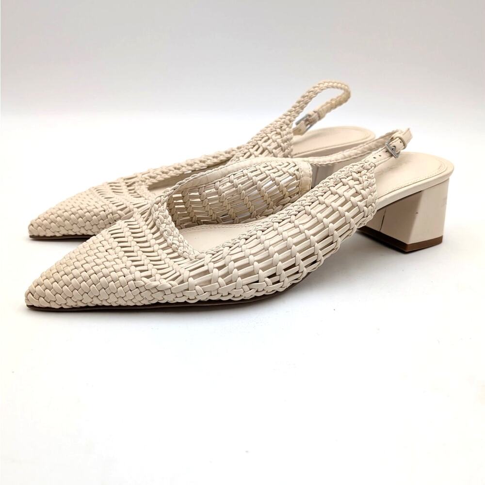 Nordstrom Dextra Slingback Heel Pump Women's Beige Pearled Size US9 EU39